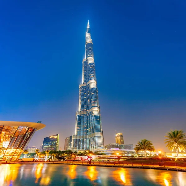 Dubai Eau Février 2019 Burj Khalifa Khalifa Tower Est Gratte — Photo