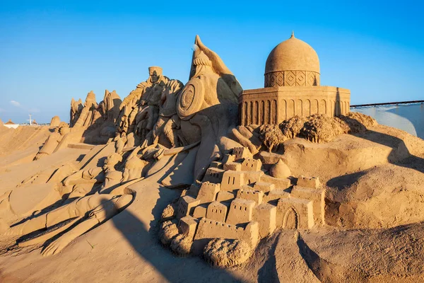 Antalya Turkey September 2014 Sandland Sand Sculpture Museum是位于土耳其安塔利亚市拉拉海滩的一个露天博物馆 — 图库照片