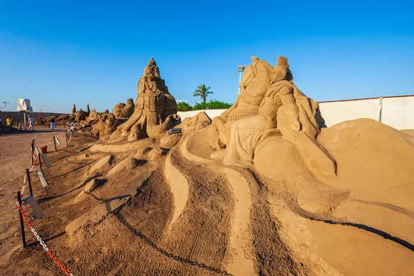 Antalya Turkey September 2014 Sandland Sand Sculpture Museum是位于土耳其安塔利亚市拉拉海滩的一个露天博物馆 — 图库照片