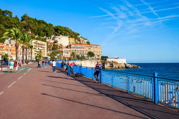 Nice Frankrike September 2018 Promenade Des Anglais Strandpromenad Längs Medelhavet — Stockfoto