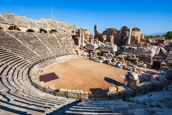 Side Roman Theatre Der Antiken Stadt Side Der Region Antalya — Stockfoto