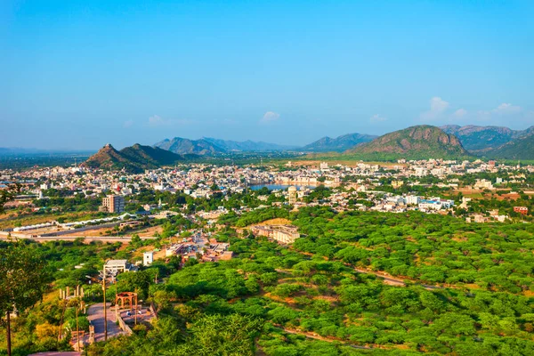 Pushkar Stadt Und See Luftaufnahme Indischen Bundesstaat Rajasthan — Stockfoto