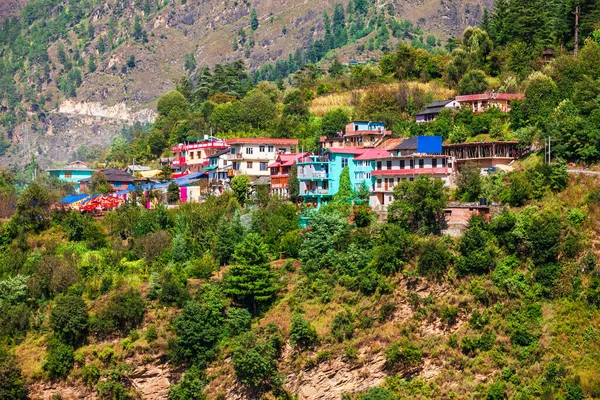 Paisagem Panorâmica Das Casas Locais Florestas Das Montanhas Himalaia Vale — Fotografia de Stock