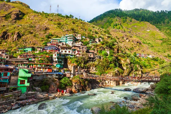 Casas Locais Coloridas Aldeia Manikaran Vale Parvati Estado Himachal Pradesh — Fotografia de Stock