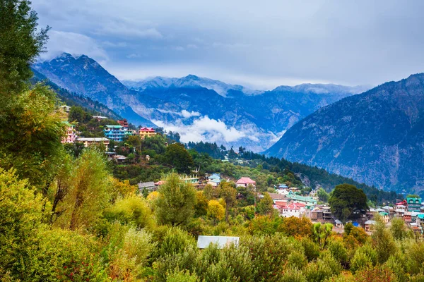 Kalpa Kinnaur Kailash Berglucht Panoramisch Uitzicht Kalpa Een Stad Gemeente — Stockfoto