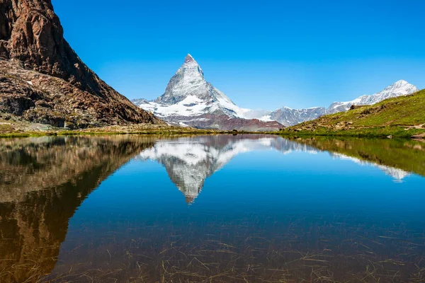 Riffelsee Matterhorn Berg Alpen Gelegen Tussen Zwitserland Italië — Stockfoto