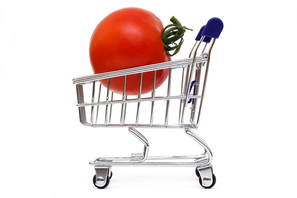 Pomidor Koszyku Białym Tle — Zdjęcie stockowe