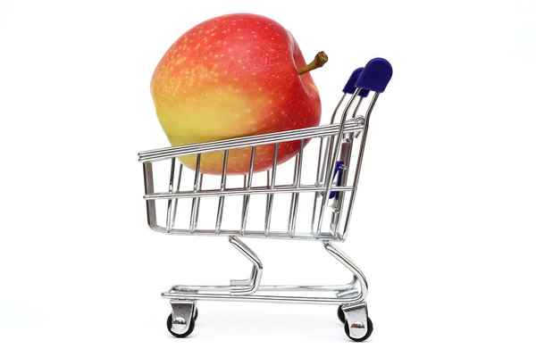 Beyaz arka plan üzerinde Apple alışveriş sepeti