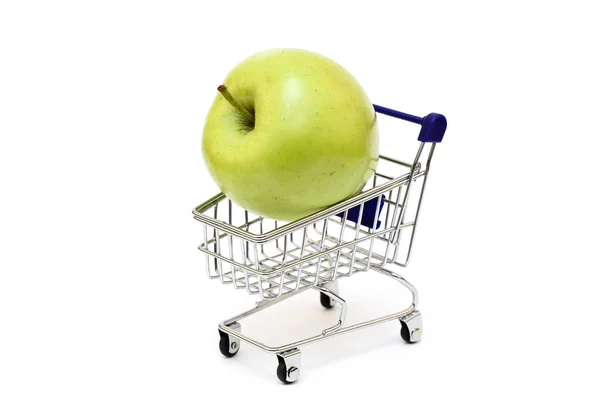 Koszyka Jabłko Białym Tle — Zdjęcie stockowe