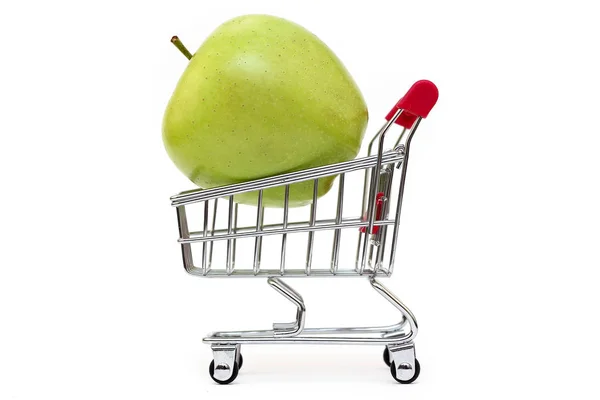 Beyaz arka plan üzerinde Apple alışveriş sepeti