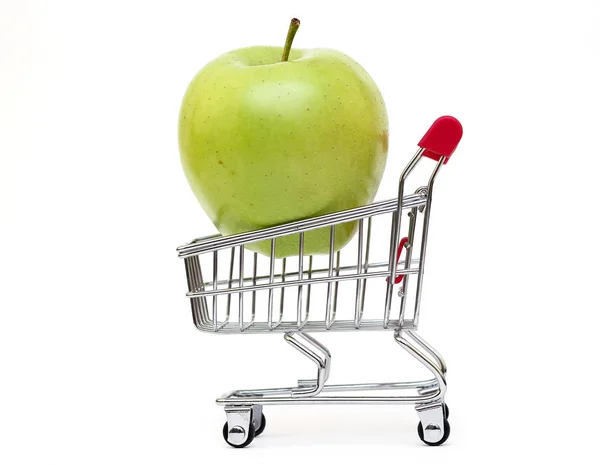 Beyaz arka plan üzerinde Apple alışveriş sepeti