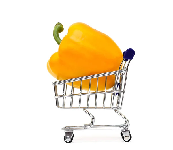 Pepper Shopping Cart White Background — Stock Photo, Image