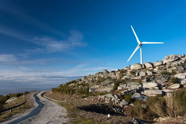 Beautiful Landscape Energy Windmill Blue Sky — Stock Photo, Image