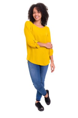 Afrikalı kadın beyaz arka plan üzerinde poz