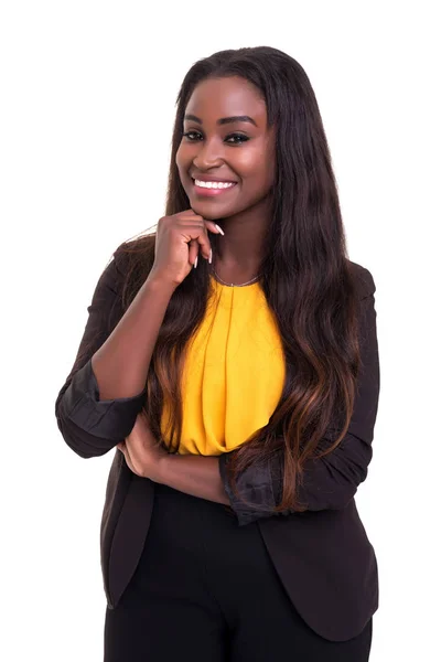 Joven Mujer Africana Posando Sobre Fondo Blanco —  Fotos de Stock