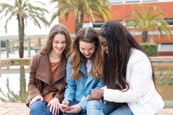 Gruppe Multiethnischer Junger Studenten Auf Dem Universitätscampus — Stockfoto