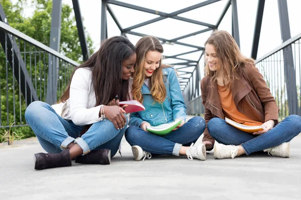 Grupa Multi Etniczne Młodych Studentów Kampusie Uniwersytetu — Zdjęcie stockowe