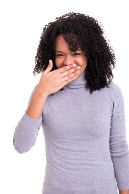 Çok sürpriz bir kadın beyaz bir arka plan üzerinde izole