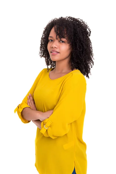 Linda Jovem Africana Posando Olhando Para Câmera — Fotografia de Stock