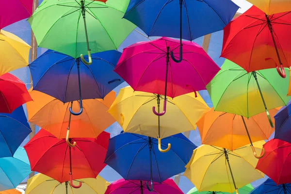 Lots Umbrellas Coloring Sky City Agueda Portugal — Stock Photo, Image