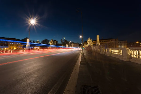 Foto Nocturna Del Puente Vittorrio Emanuele Roma Italia — Foto de Stock