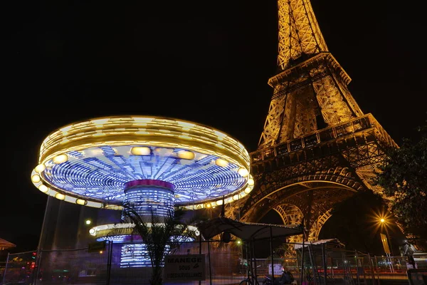 Paris Francja Października 2018 Piękna Wieża Eiffla Nocą — Zdjęcie stockowe