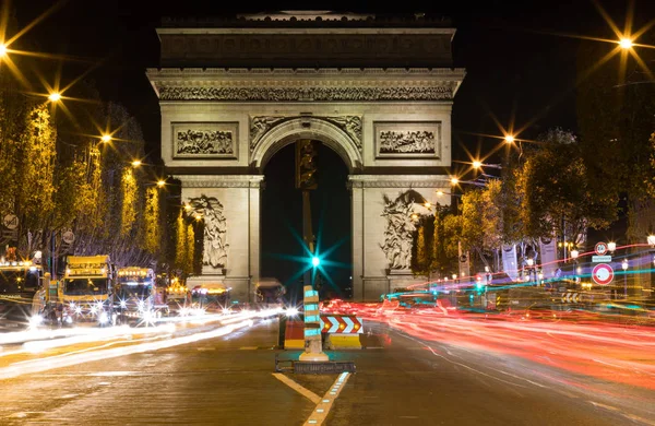 Θολή Κίνηση Διάσημη Αψίδα Του Θριάμβου Στο Παρίσι Γαλλία — Φωτογραφία Αρχείου