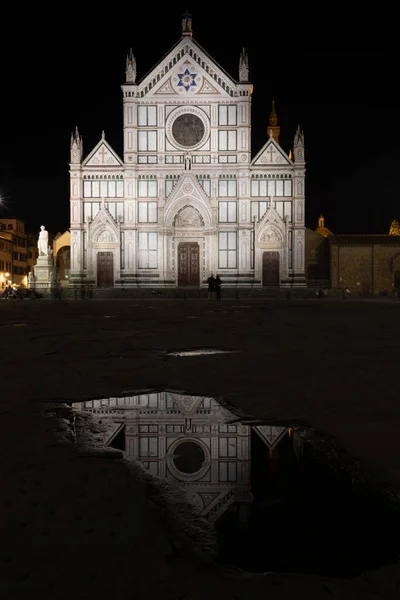 Santa Croce Bazilika Ferences Templom Firenzében Olaszországban Este — Stock Fotó