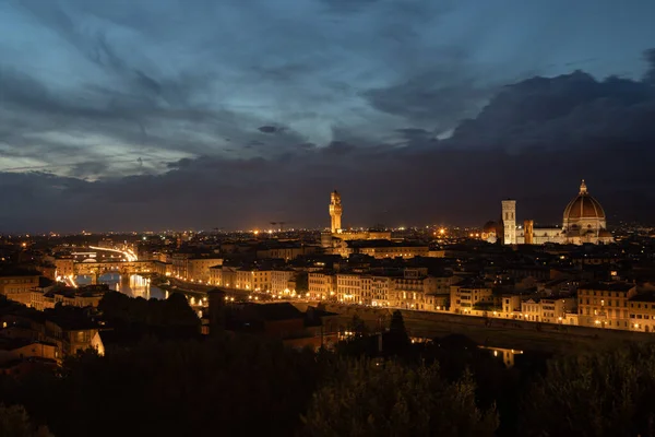 Utsikt Över Florens Efter Solnedgången Från Piazzale Michelangelo Florens Italien Royaltyfria Stockbilder