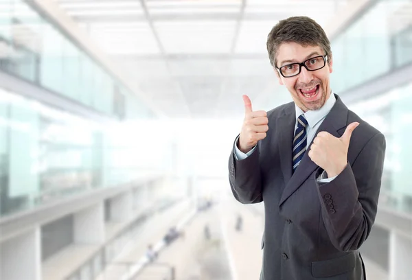 Young Business Man Going Thumbs Office — Stock Photo, Image