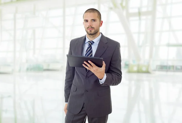 Worried Businessman Working Tablet Office — Stock Photo, Image