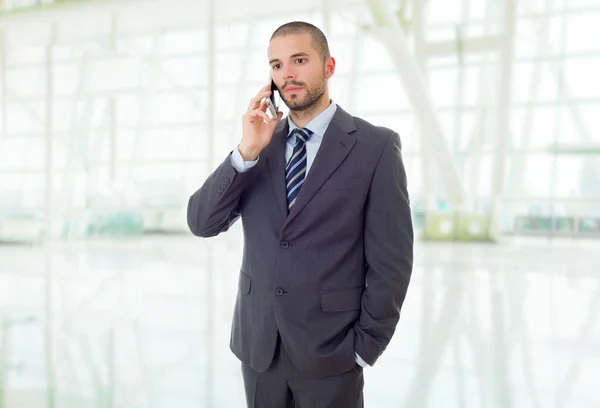 Uomo Affari Preoccupato Telefono Ufficio — Foto Stock