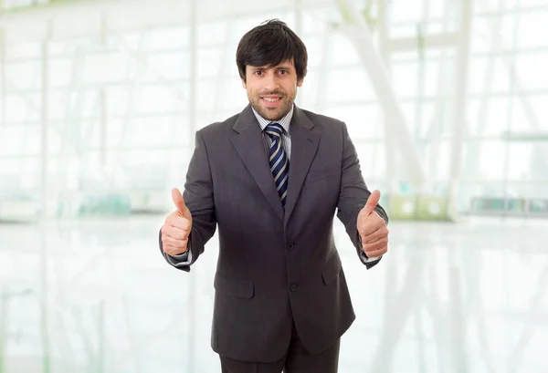 Happy Business Man Going Thumb Office — Stock Photo, Image
