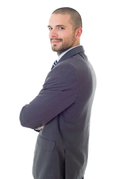 Feliz Homem Negócios Retrato Isolado Branco — Fotografia de Stock