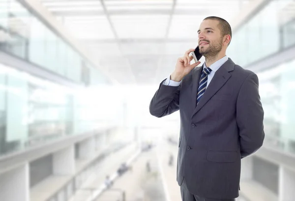 Glad Affärsman Telefon Kontoret — Stockfoto