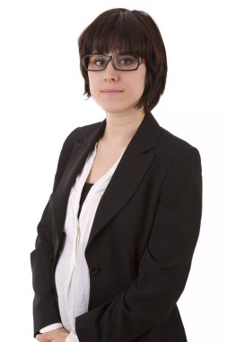 Beyaz arka plan üzerinde izole genç iş kadını portre