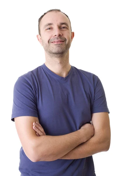 Young Happy Casual Man Portrait Isolated White — Stock Photo, Image