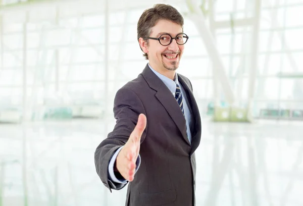 Businessman Suit Offering Shake Hand Office — Stock Photo, Image