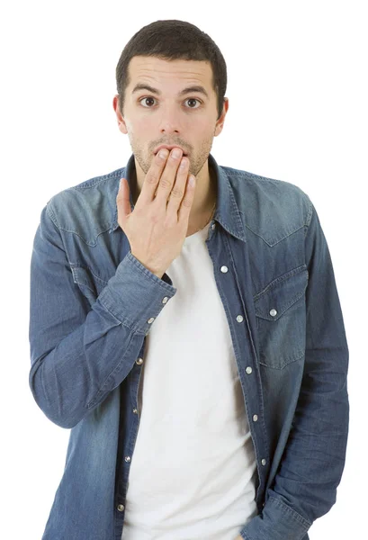 Sorprendido Hombre Casual Aislado Sobre Fondo Blanco —  Fotos de Stock