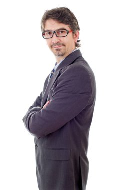 genç iş adamı portre üzerinde beyaz izole