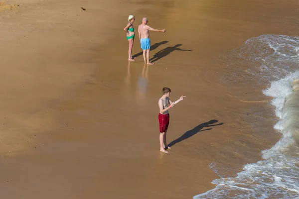 Люди Знаменитом Пляже Ольос Агуа Альбукерке Пляж Является Частью Знаменитого — стоковое фото