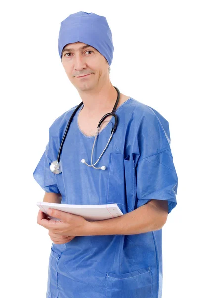 Usmívající Nemocniční Lékař Izolované Bílém Pozadí — Stock fotografie