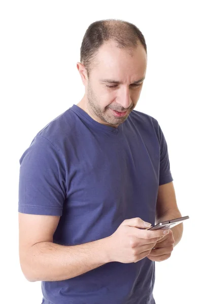 Young Casual Man Phone Isolated — Stock Photo, Image