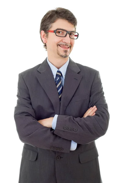 Jonge Business Man Portret Geïsoleerd Wit — Stockfoto