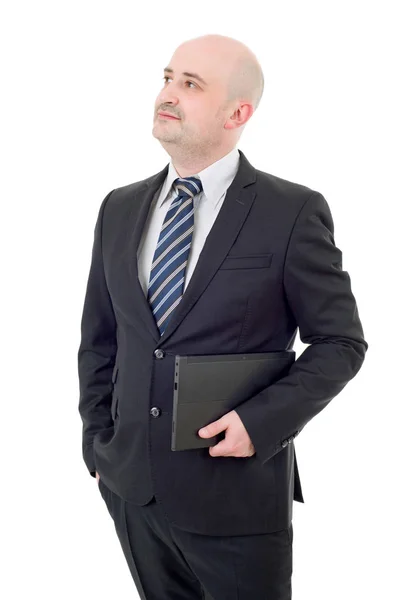 Proud Businessman Tablet Isolated — Stock Photo, Image