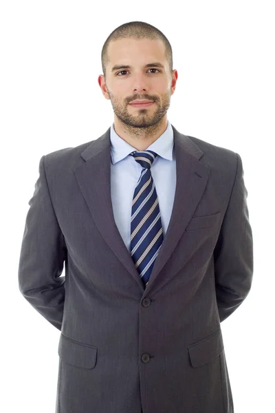 Retrato Hombre Negocios Feliz Aislado Blanco — Foto de Stock