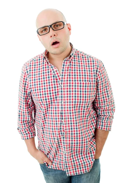 Surprised Casual Man Thinking Isolated White Background — Stock Photo, Image