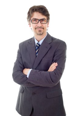 genç iş adamı portre üzerinde beyaz izole