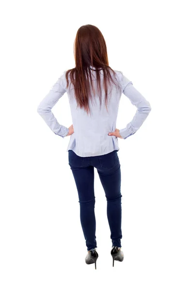 Young Businesswoman Back View Full Length Isolated — Stock Photo, Image