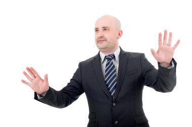 genç işadamı acil sanal düğmeleri